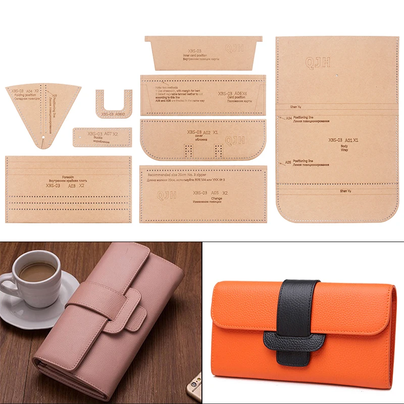 Long Wallet Acrylic Template Women's Wallet Kraft Paper Sewing Design Drawing DIY Handmade Leather Craft Tool