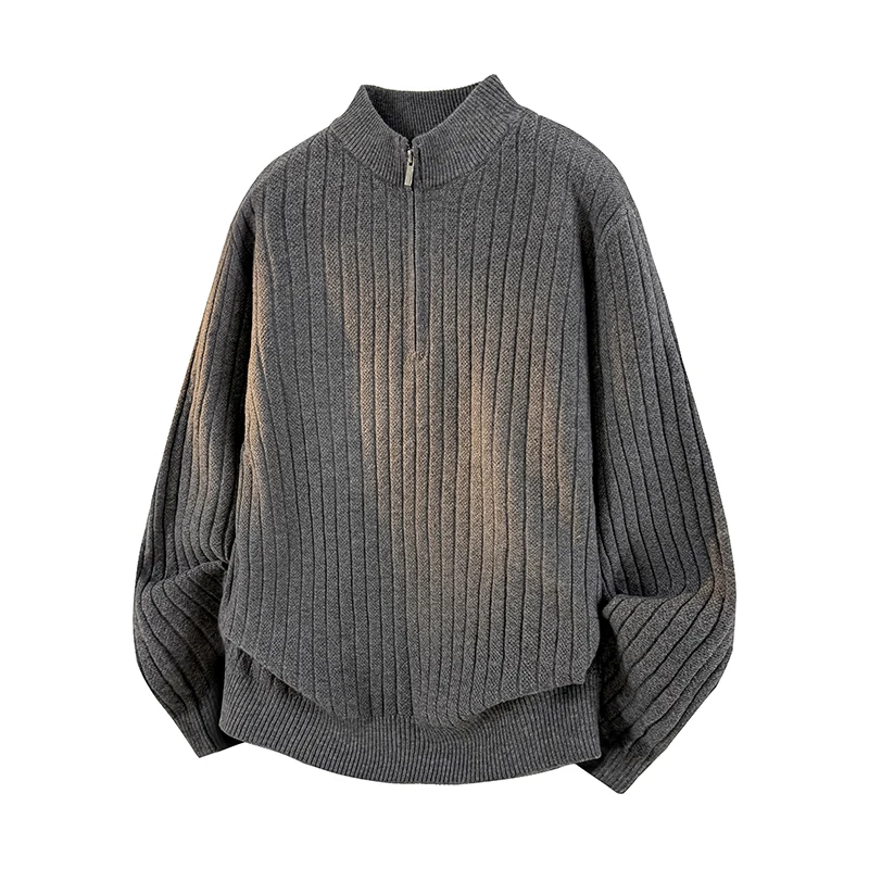 2026 Autumn Winter Men Half Zipper Casual Sweater Man Stand Collar Knitted Pullover Men Warm Knit Vintage Jumpers Sweaters