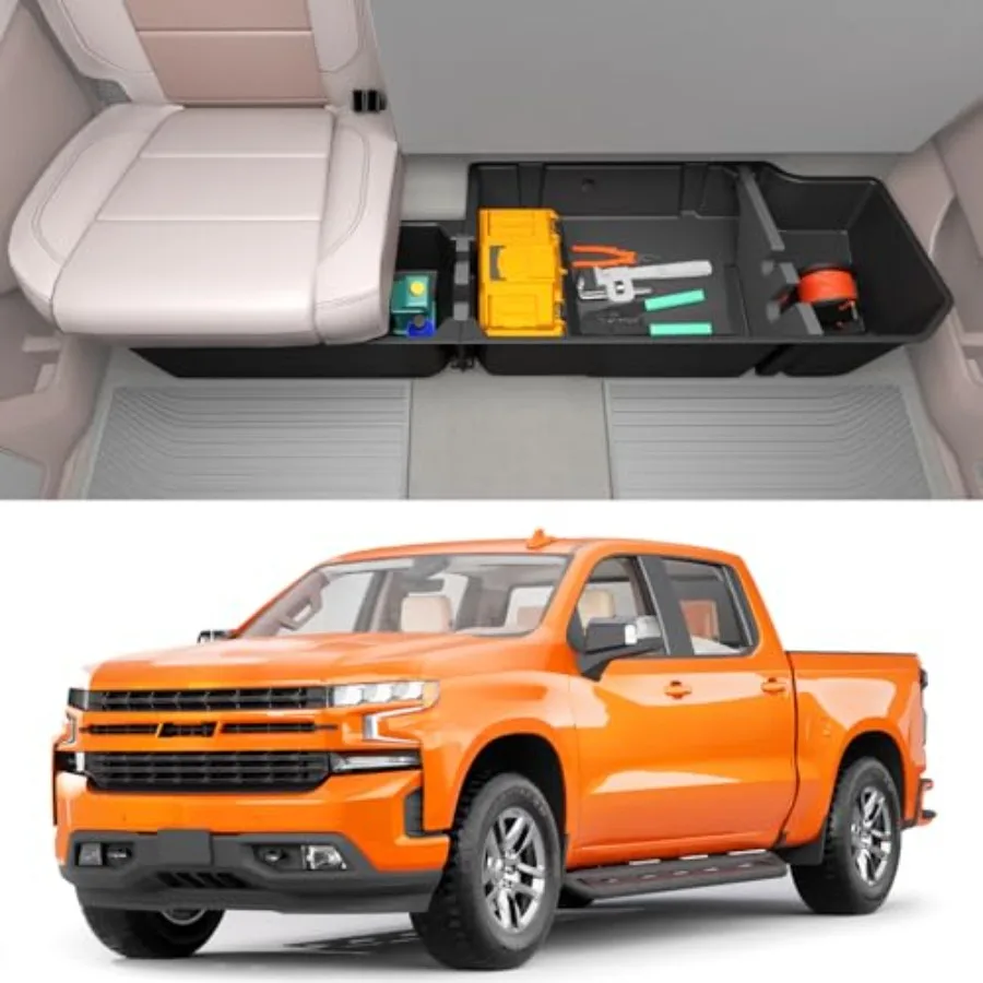 

Under Seat Storage Box for 2019-2026 Chevy Silverado 1500/GMC Sierra 1500 2020-2026 HD Models, Durable Black ABS Plastic, Space