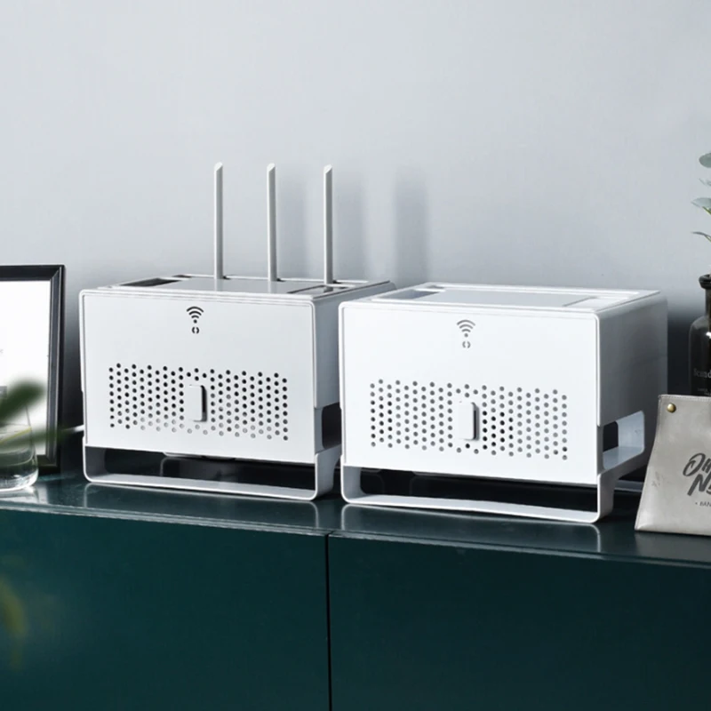 

Wireless Router Storage Box Household Power Cord Arrangement Box Home Dust-Proof Cable Desktop TV Box Plug Socket Storage Rack