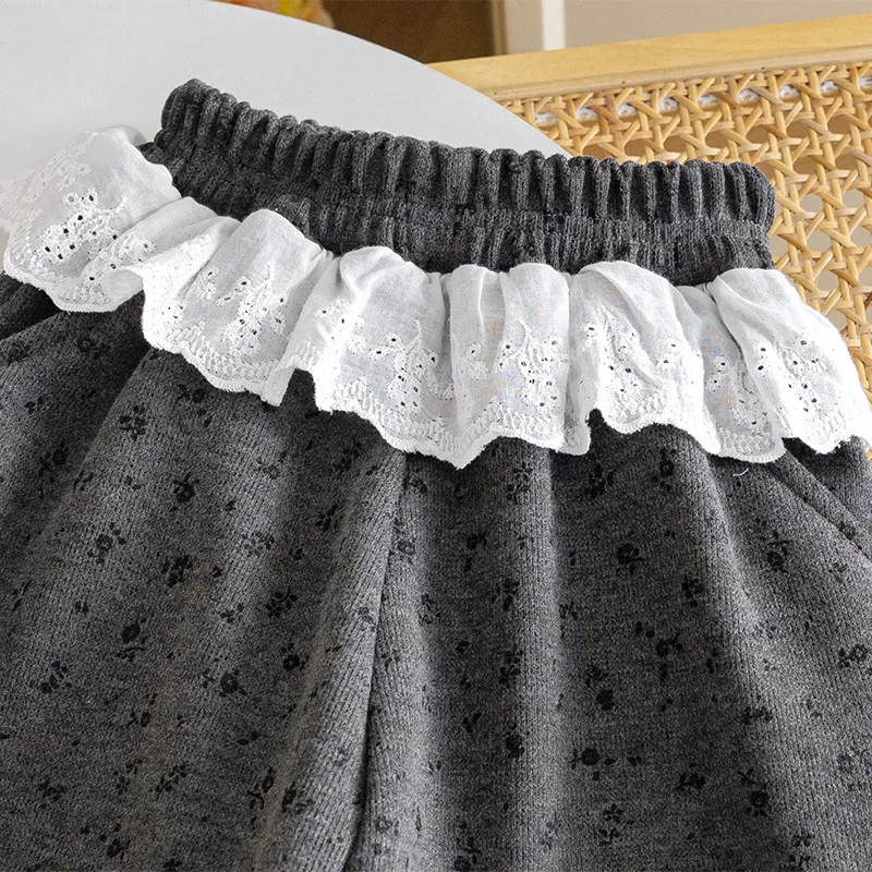 Pantalon de survêtement en polaire pour filles, Version coréenne, Leggings à pois doux, pantalons en dentelle épaisse pour bébé fille, nouvelle collection automne et hiver 2025