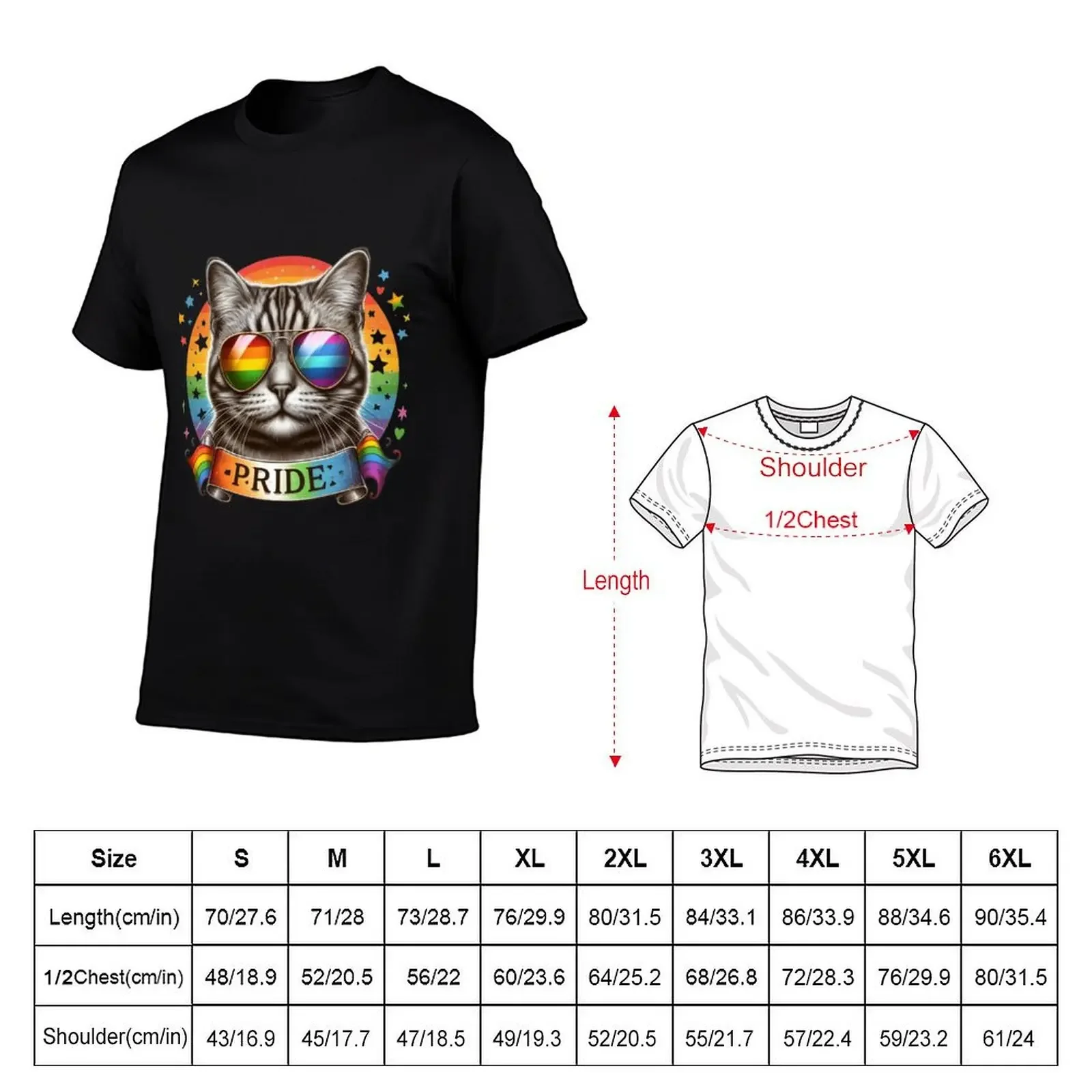 Cute Cat Purride: Adorable Kittens and LGBTQIA Pride Celebration T-Shirt Plus Size Loose Short Sleeve Top(4XL 5XL 6XL No Shipping)