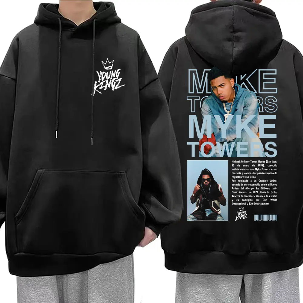

Rapper Myke Towers Double Sided Print Hoodie Unisex Fashion Oversized Streetwear Men Women's Vintage Hip Hop Pullover Hoodies