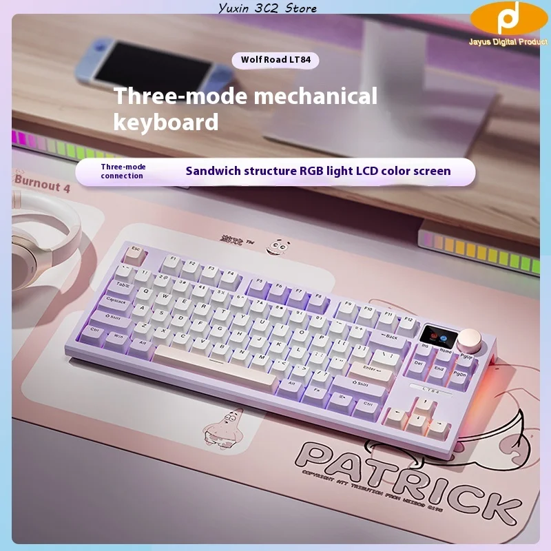 

Langtu · Lt84 Mechanical Keyboard Wireless Bluetooth 3mode Pbt Hot Swappable Backlight Rgb Electronic Game Mechanical Keyboard