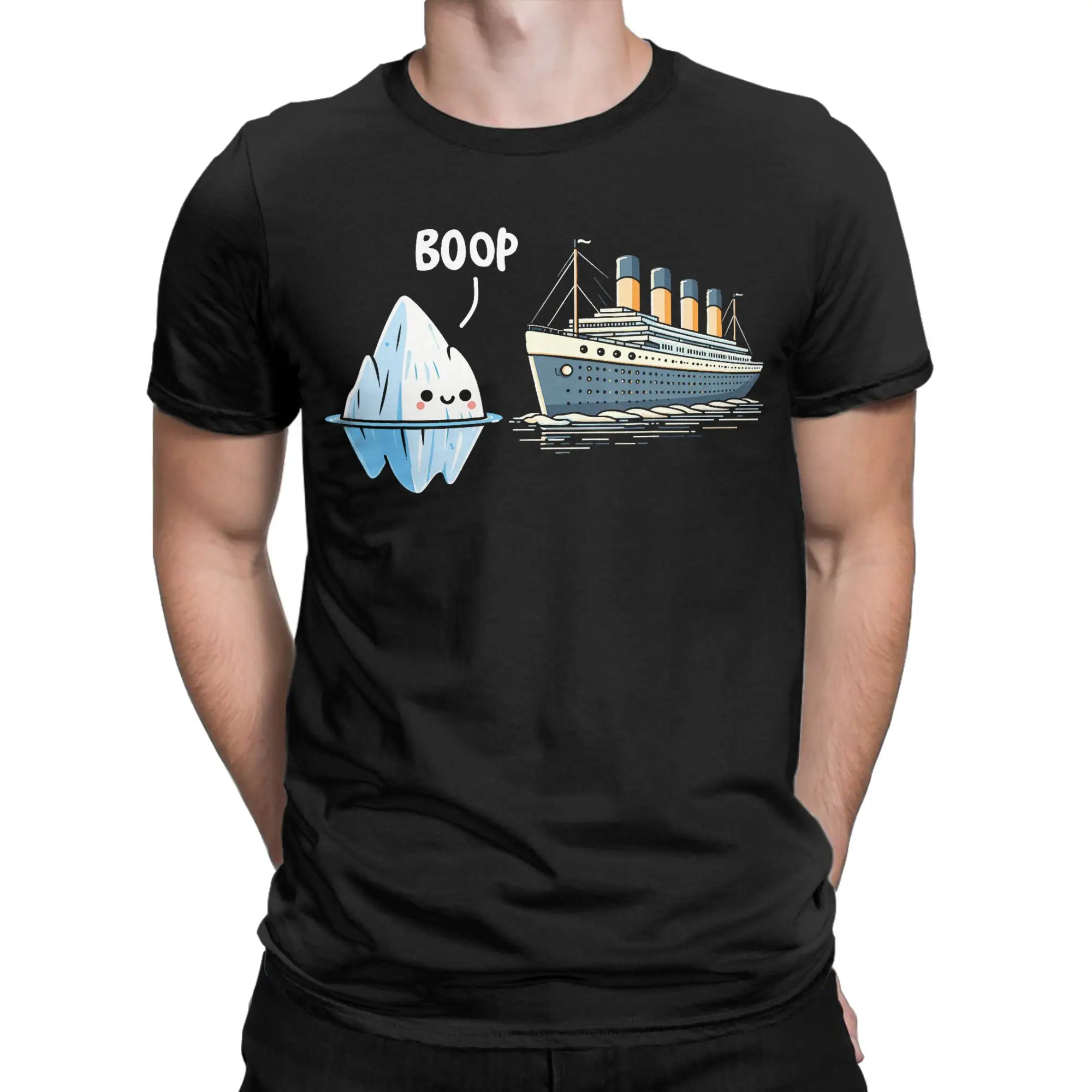 Man T Shirt Titanic Funny Iceberg T-Shirts Harajuku  Summer Tee Shirt Y2K Funny Cotton Clothing Gift Idea