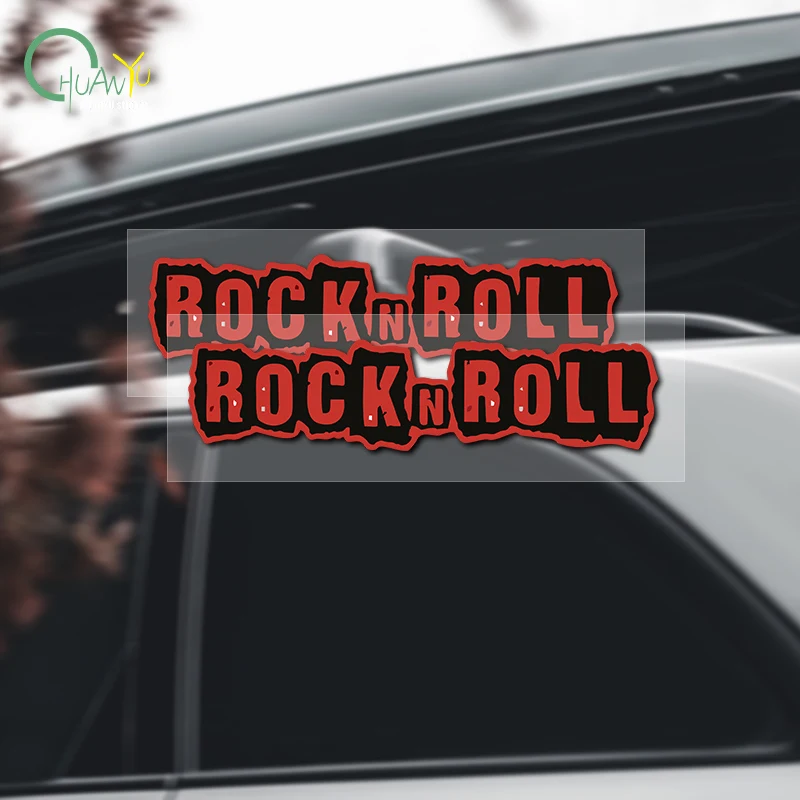 Red Text Rock N Roll Personalized Creative Car Sticker JDM Long Strip Body Decoration Waterproof Reflective Decal