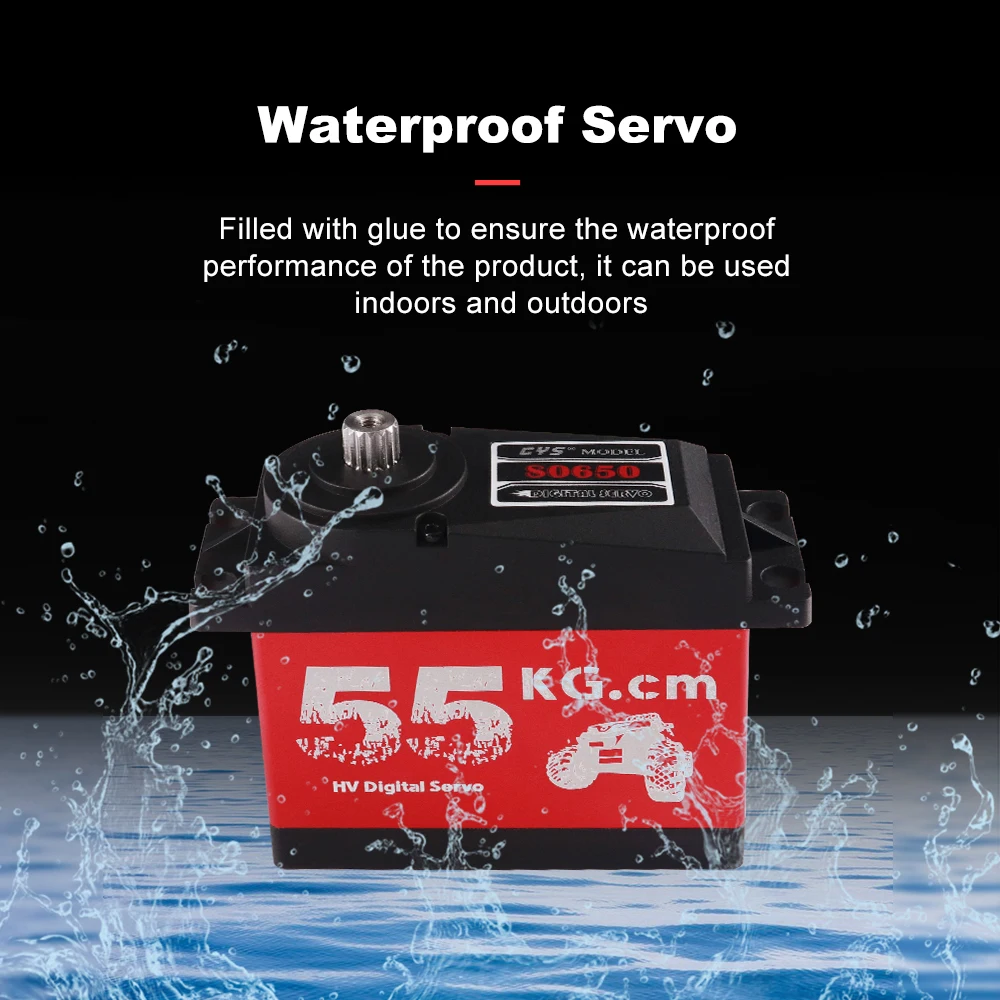 CYS-S0650 เซอร์โวมอเตอร์แบบไร้แปรงถ่าน 55 กก. 7.4 โวลต์ แรงบิดสูง HV 0.18 วินาที/60  เกียร์โลหะ ดิจิตอล สำหรับรถบังคับ เรือบังคับ เครื่องบินบังคับ บาจา 1/5