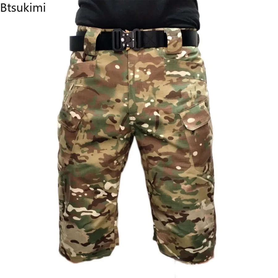 New Men's Camouflage Cargo Pants Outdoor Training Wear Resistant Waterproof Sport Shorts Summer Multil-pockets Tactical Shorts