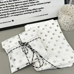 20Pcs Korean Ins Fashion Glossy Silver Star Pattern Paper Bag K-POP Idol 3-inch Photo Card Packing Bags Gift Packaging for Girls