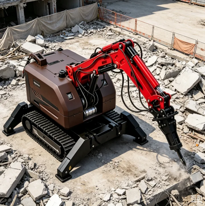 Lightweight Robotic Demolition Machine Accessible Through Elevators for High Floor Interior Renovation Projects