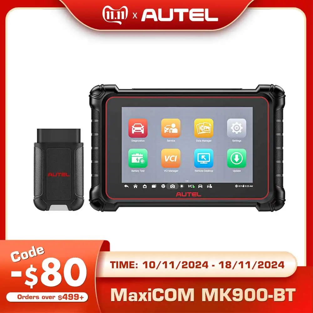 Autel MaxiCOM MK900 BT MK900BT 8 Inch Car Diagnostic Tools 40+ Services CAN FD DOIP OBD2 Scanner Upgrade of MK808BT Pro MK808S