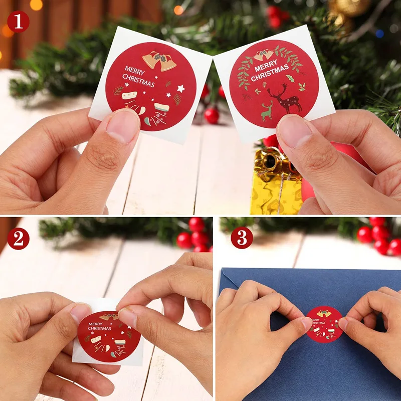 500pcs Merry Christmas Stickers Christmas Theme Seal Labels Stickers For DIY Gift Baking Package Envelope Stationery Decoration