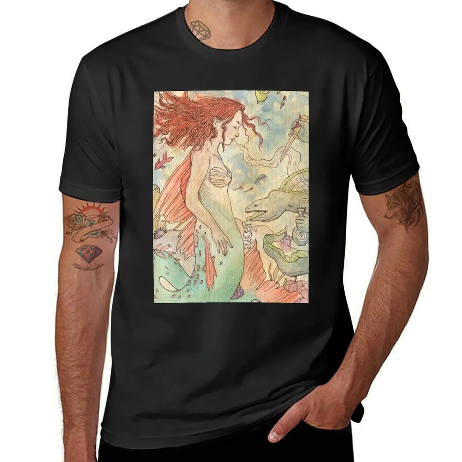 Mermaid illustration inspired by Regina Spektor T-Shirt boys animal print oversized sweat mens funny t shirts