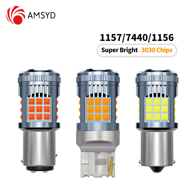 2pcs 1156 BA15S P21W BAU15S PY21W 7440 W21W P21/5W 1157 BAY15D 7443 3157 LED Bulbs 36smd CanBus Lamp Reverse Turn Signal Light