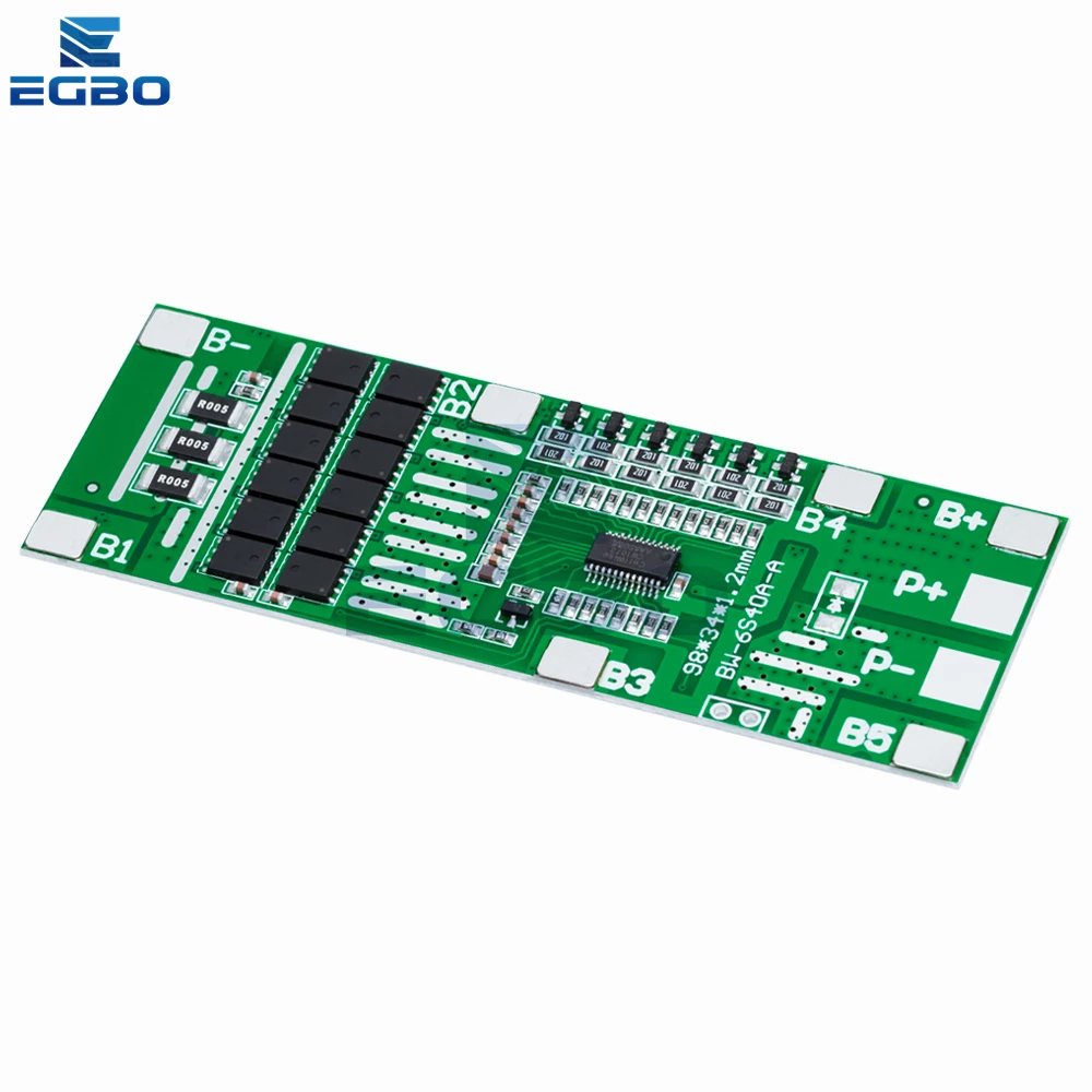 6S 24V/25.2V 20A/30A/40A BMS 18650 Li-ion Battery Protection Board with Balance BMS PCB for Solar Lighting Ebike Scooter