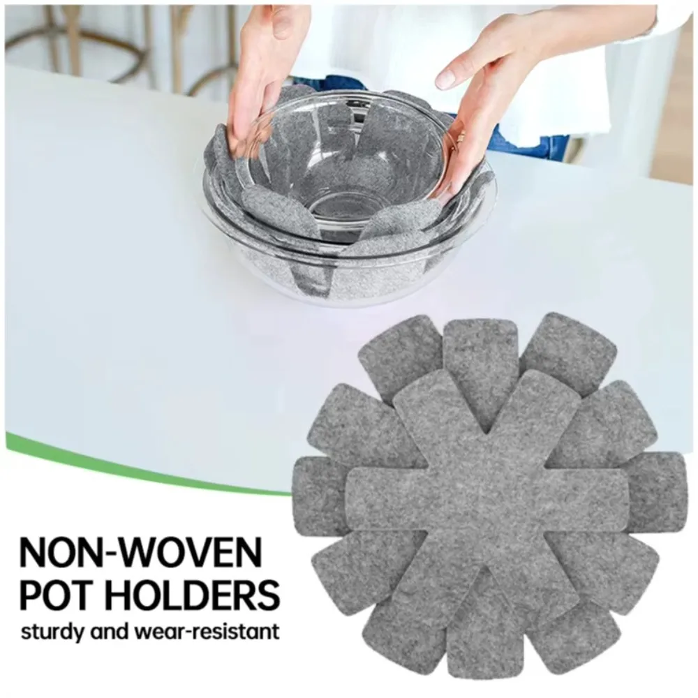 Pot Pan Protectors Set Non Woven Heat Resistant Stacking Dividers Pads Scratchproof Kitchen Cookware Separator Space Saving