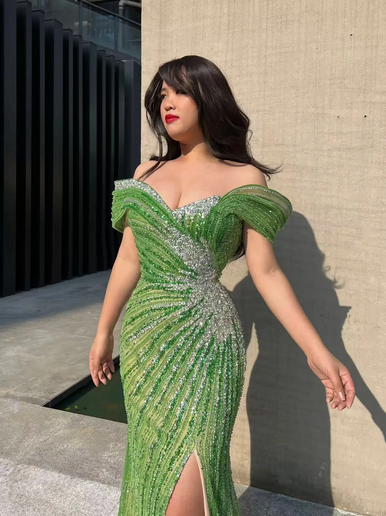 شاليمار تشانغ فستان طويل فاخر أخضر فساتين الحفلات للفتيات فساتين الماس اليدوية للنساء حفل زفاف مخصص