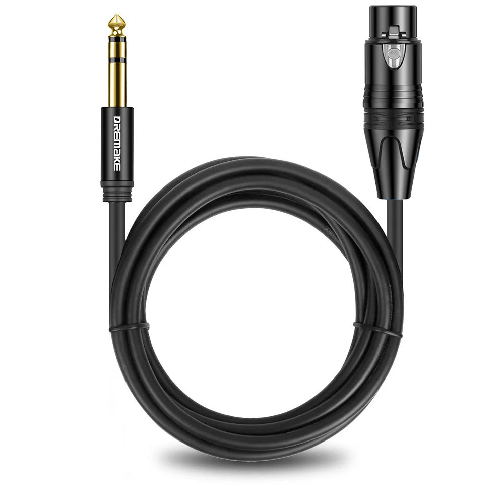 DREMAKE Balanced Microphone Cable XLR Aux Cable Jack TRS 6.35 mm/6.5 mm Male to XLR Female Mic Cord for Mixer Stereo Amplifier