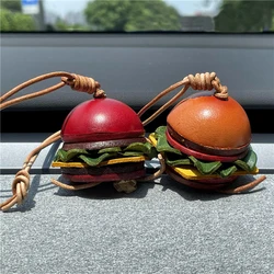 Cowhide Burger Bag Charm,Keychain Hanging Pendant,Genuine Leather,Handbag Schoolbag Decor Accessories,A Gift for Children/Friend