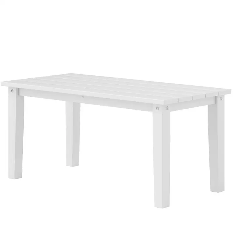 

Outsunny Rectangle Outdoor Coffee Table, HDPE All-Weather Outdoor Patio Table with Slatted Tabletop for Yard, Balcony, White