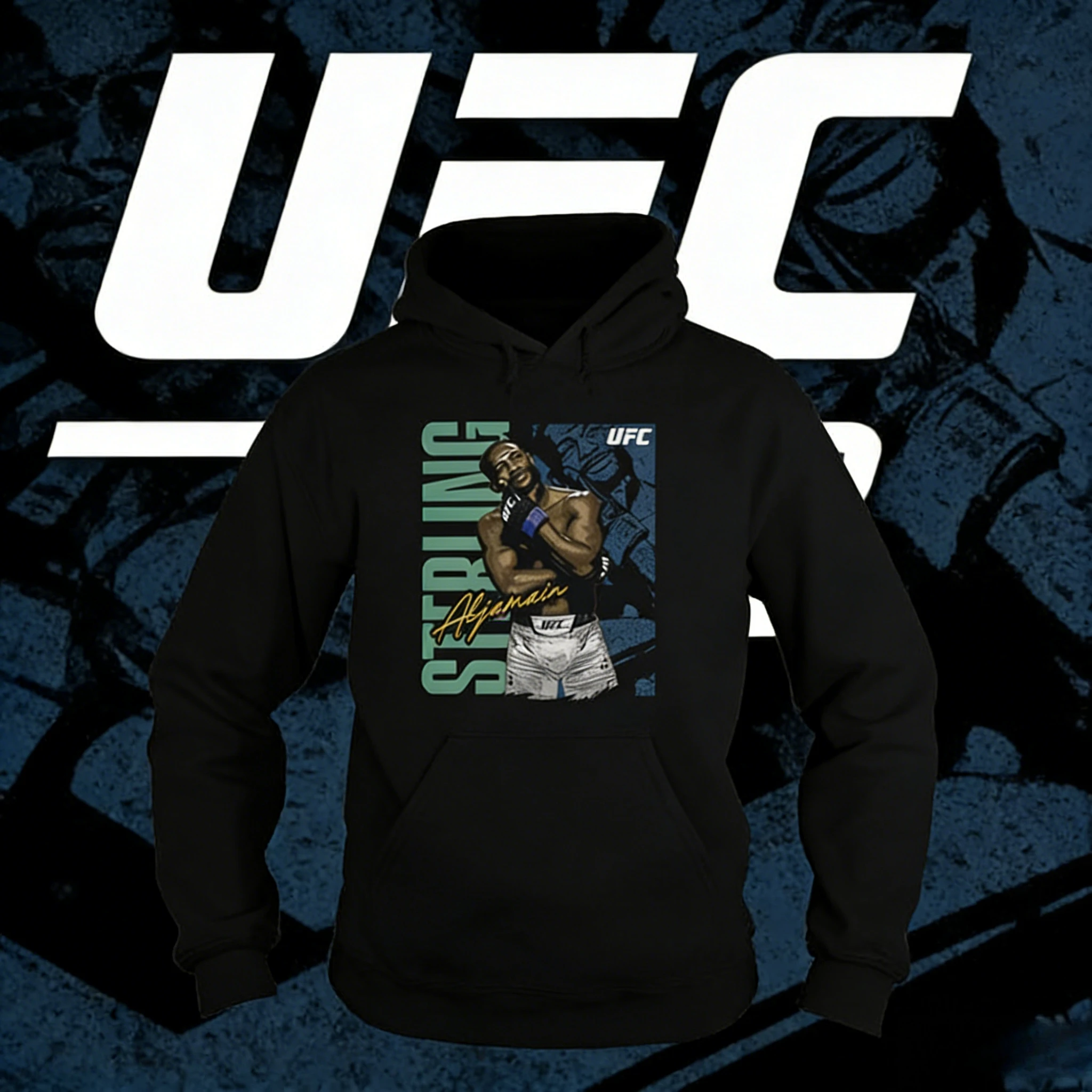 

UFC "Surrender Master" Aljamain Толстовка стерлингового серебра 2025-26, осенне-зимняя свободная повседневная толстовка с капюшоном, подходящая для мужчин и женщин