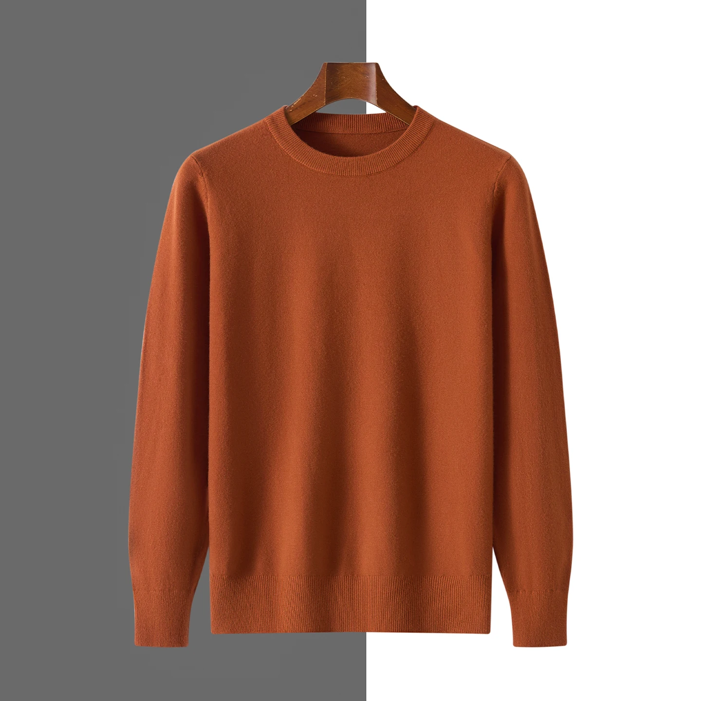 2025 Classic Men Knitted Cashmere Wool blend Pullover Sweater Round Neck Thick style Long Sleeves High quality Warmth Basic Tops
