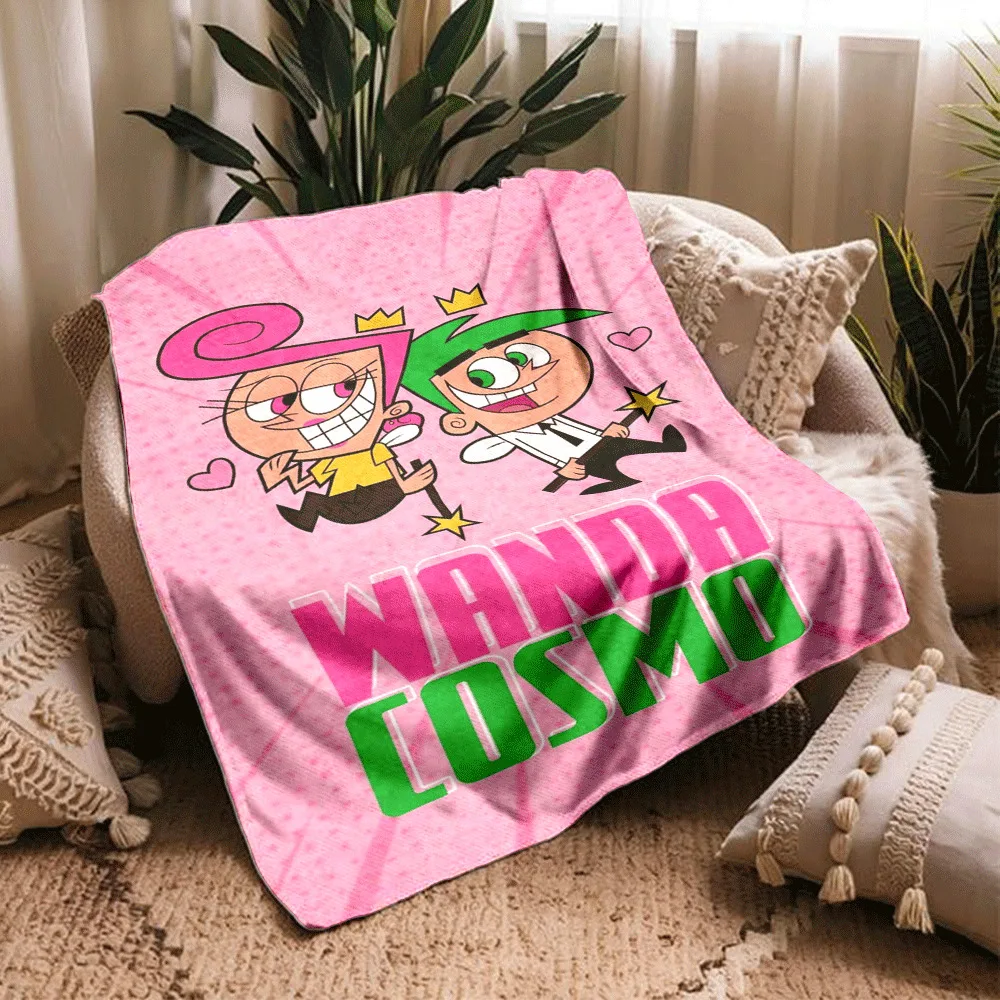 Large Cartoon Wanda Cosmo Couple Throw Blanket 150x200cm Cozy Bed Bath Sofa Nap Time Gift for Home Decor Supplies