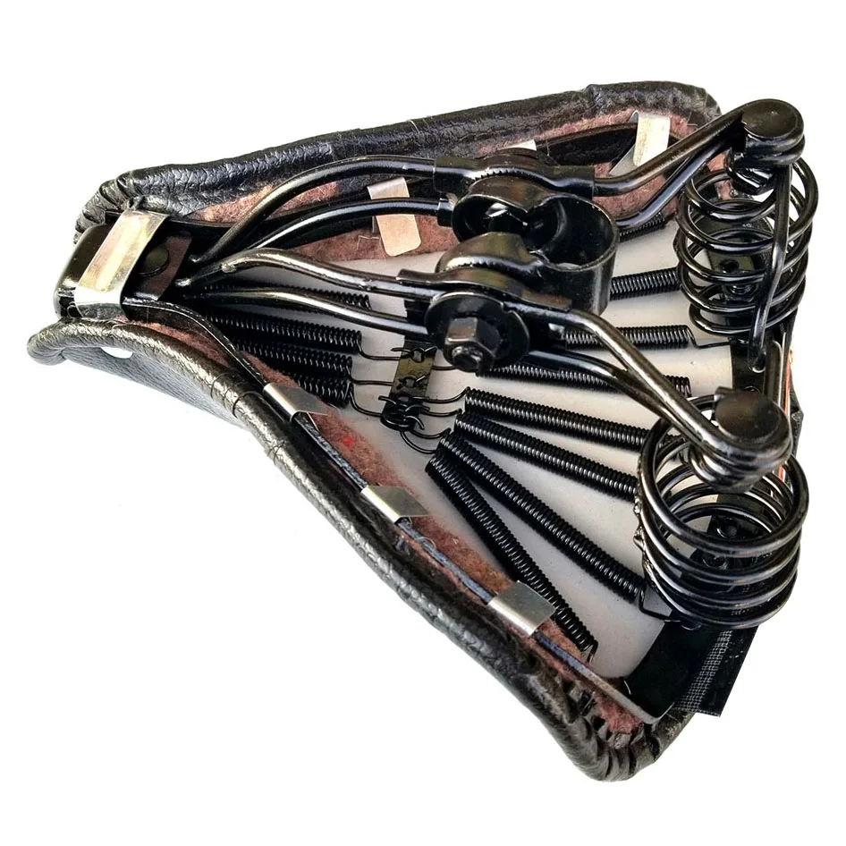 SMIEA خمر فو الجلود دراجة السرج برشام Sprung الربيع دراجة الدراجات وسادة مقعد أسود لدراجة الطريق MTB