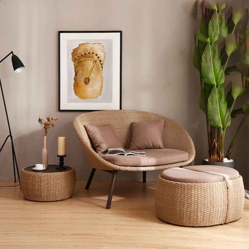 

Nordic outdoor rattan tables and chairs balcony leisure bedroom interior and exterior villa design sales office garden courtyard