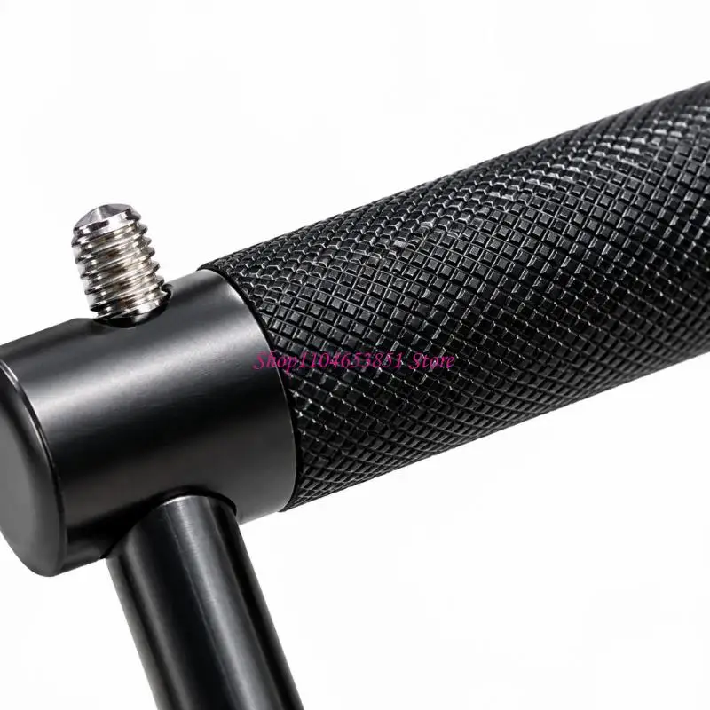 Black Metal Ground Stake Mount Insert with Foot-Assisted Placement 1/4in Threaded Connection for Camera Mounts, Tripods, and