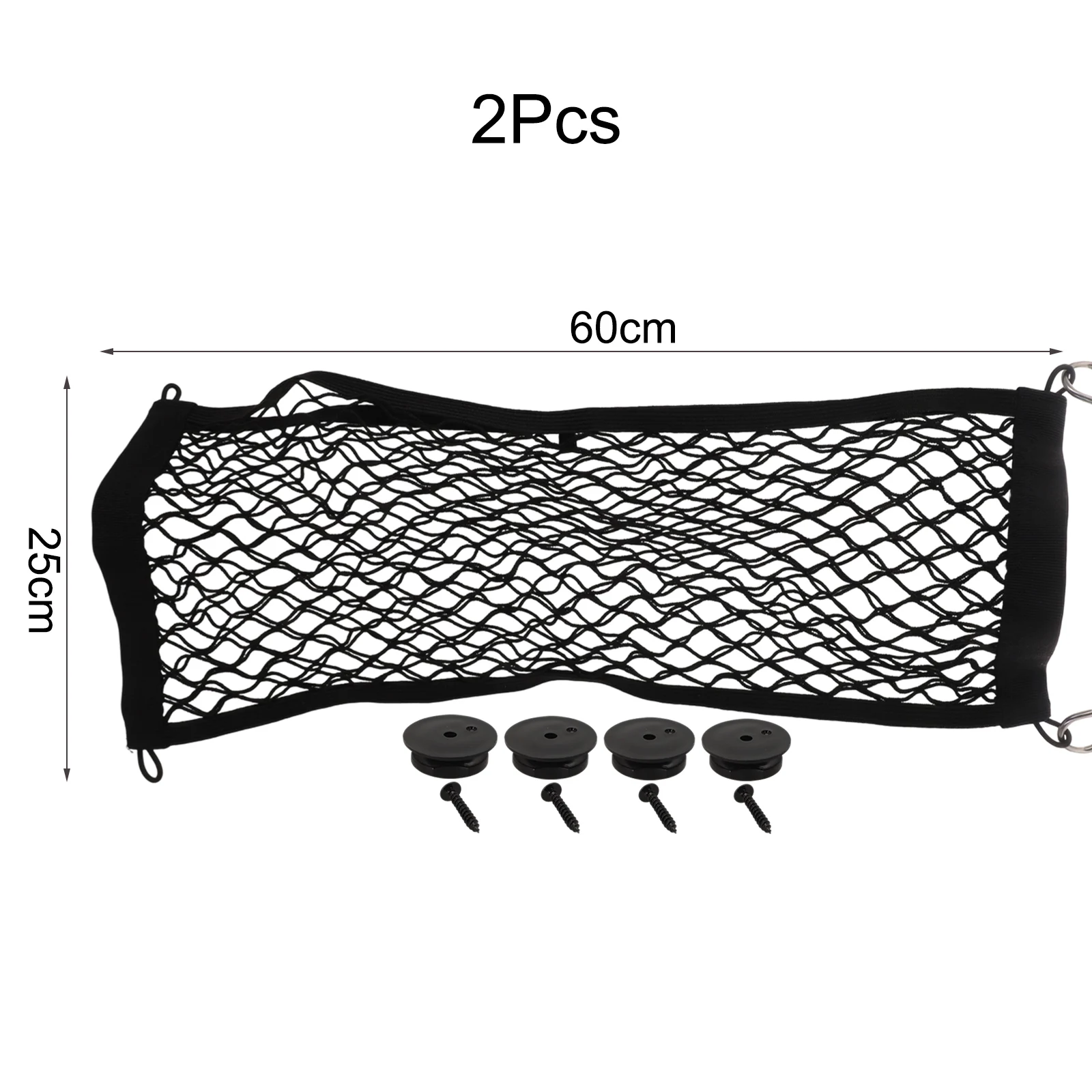 Oversized Car Cargo Organizer Net with Elastic Mesh and Screws Suitable for RVs Boats and Vehicle Storage Needs 2 Pieces