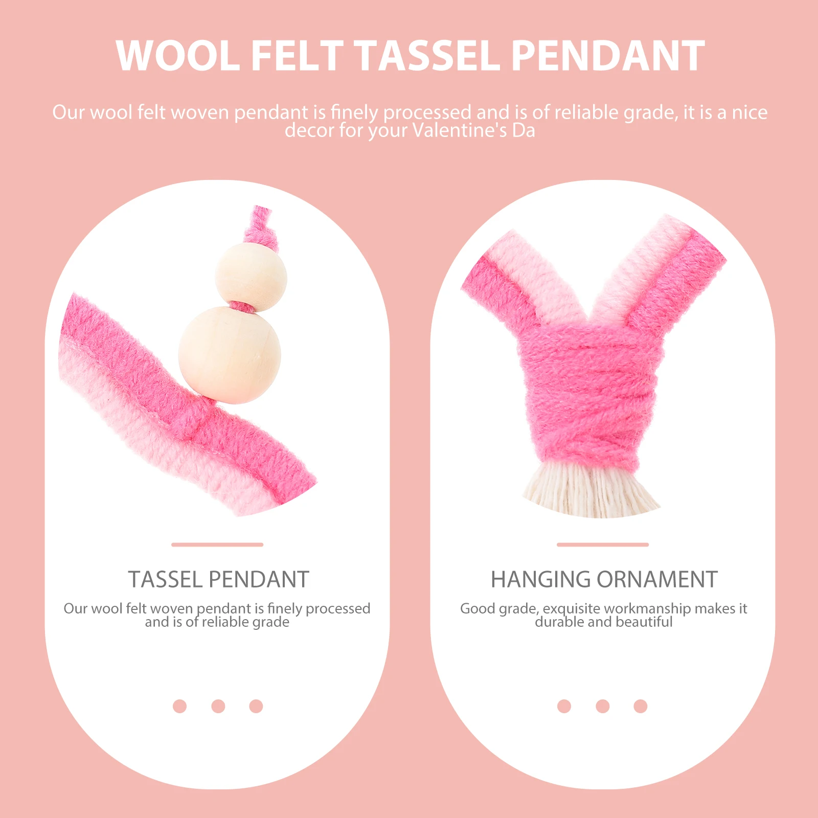Ciondolo con nappa in feltro di lana a forma di cuore, decorazione romantica per San Valentino, ornamento da appendere per regali fai da te per feste da parete