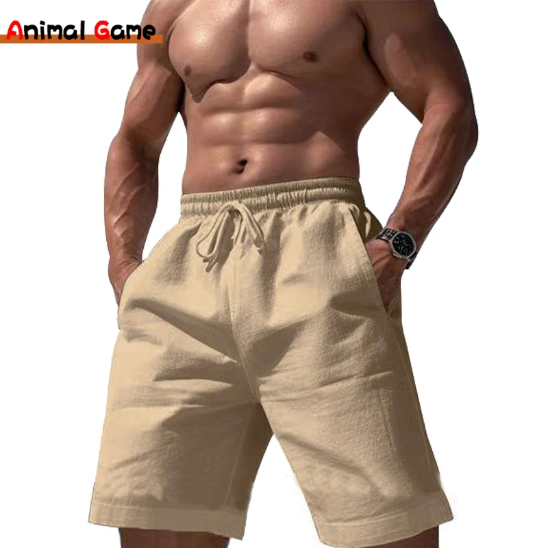 Neue Sommer Herren Leinen Sport hose elastische Taille Baumwolle und einfarbige Mode lose Hosen