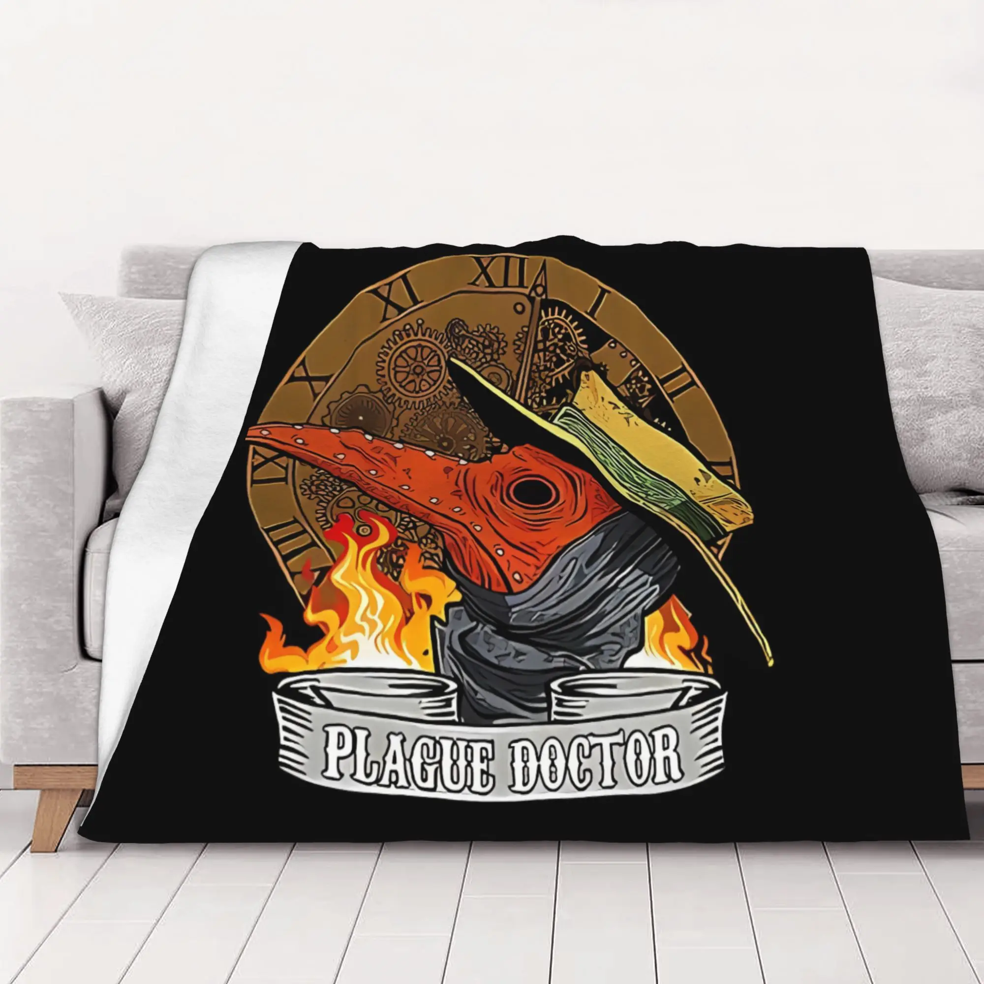 1PC home Cute Room Decor PLAGUE Blanket Throw Blanket Plague Doctor Novelty Warm Blanket All Season