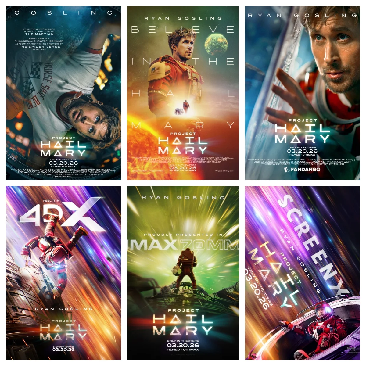 Póster de seda con diseño de película de Ryan Gosling, Hail Mary 2026, arte decorativo para pared, pintura decorativa para el hogar
