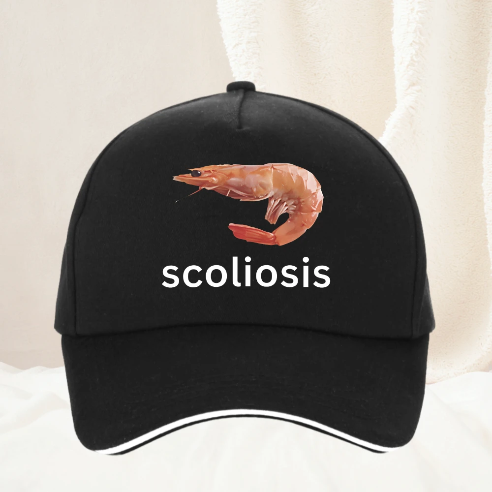 

Scoliosis Funny Shrimp Meme hat Unisex Fashion Casual Baseball Cap Summer Unisex High Quality Snapback hat