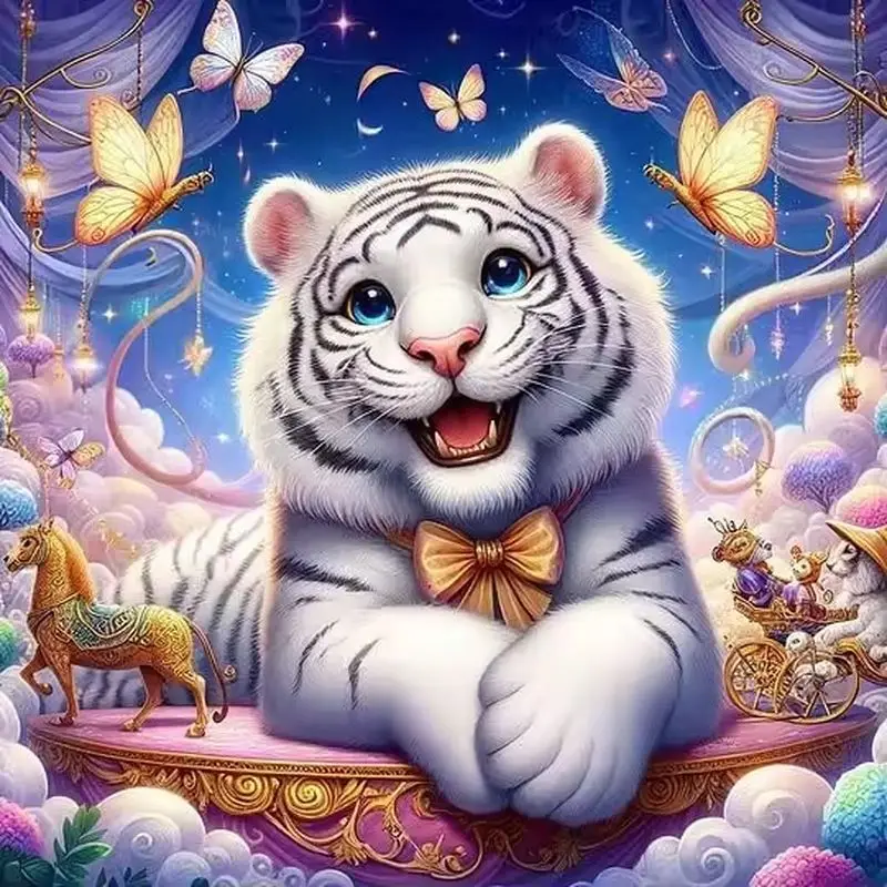 

CHENISTORY Diamond Embroidery White Tiger 5D Diamond Painting Animal Full Square Rhinestone Picture Mosaic Home Decoration