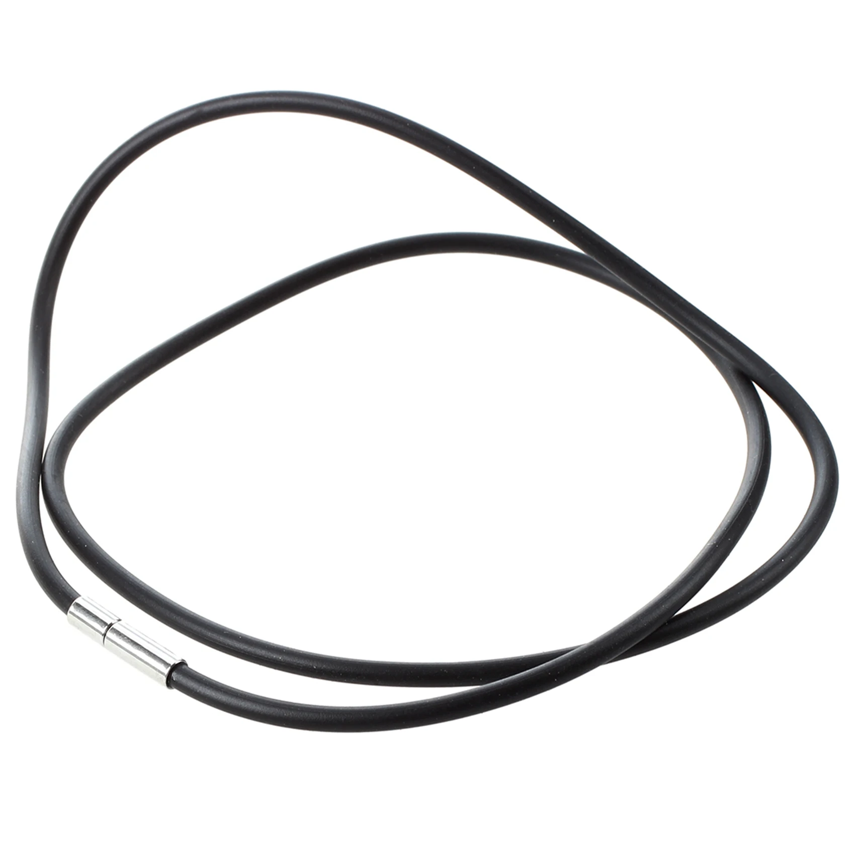 

AT33 1 Pcs 25.5 Inch 3MM Rubber Neck Cord Necklace & 1 Pcs 2Mm Width Skin Rope Necklace Alloy Chain Necklace 51Cm