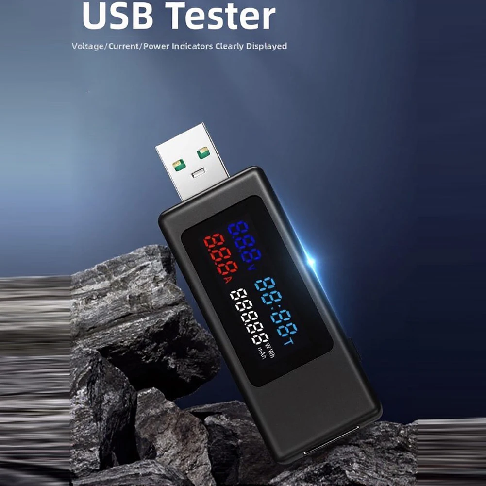 USB Tester with Color Display for Evaluating For electrical Performance Including Voltage Current and Power on USB Devices