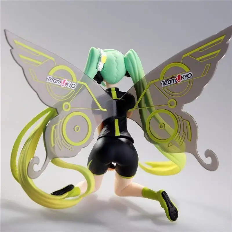 Costume de course Hatsune Miku, 12cm, dessin animé Kawaii, figurine papillon assise, jouet pour fille douce, cadeau de noël, coque d'ordinateur, ornement de bureau