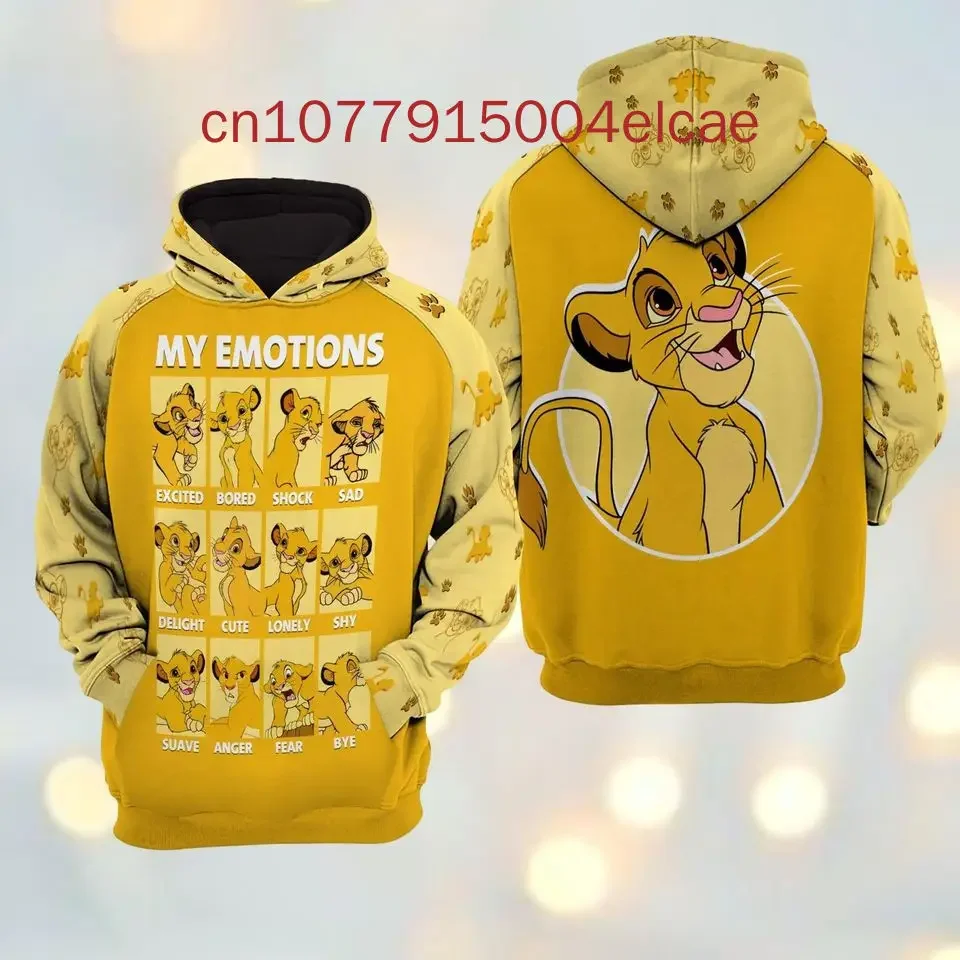 Disney  Hoodie Men's And Women's  Lion King Simba Jacket Street Harajuku Oversize Women's Hoodie