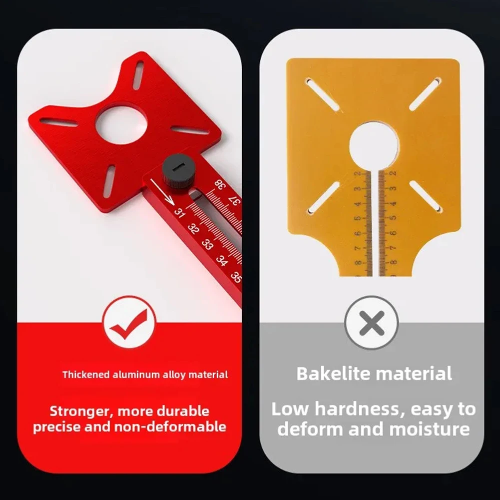 Plantilla de corte circular para enrutador 4 en 1, herramienta de plantilla para enrutador de aleación de aluminio, plantilla de Hardware de gabinete ajustable, multifuncional para carpintería