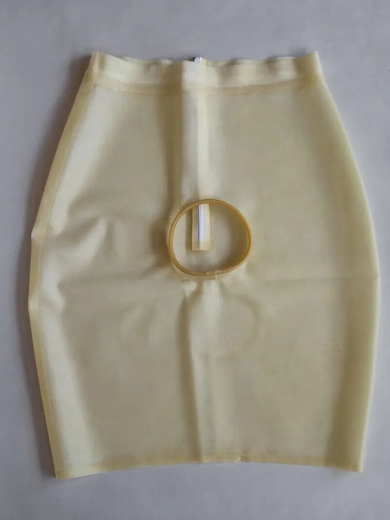 Gummi Latex Rubber Transparent Rock Cosplay Skirt Rear Zip Unique  Halloween