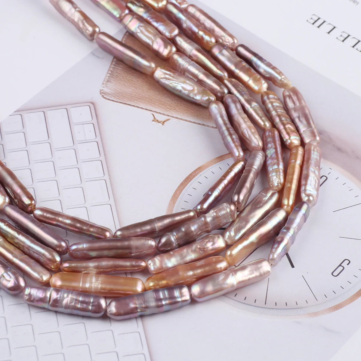 Natural Pearl Purple Long Strip Exquisite Shape Elegant Appearance for DIY Jewelry Making Handmade Bracelet Necklace Length 36cm