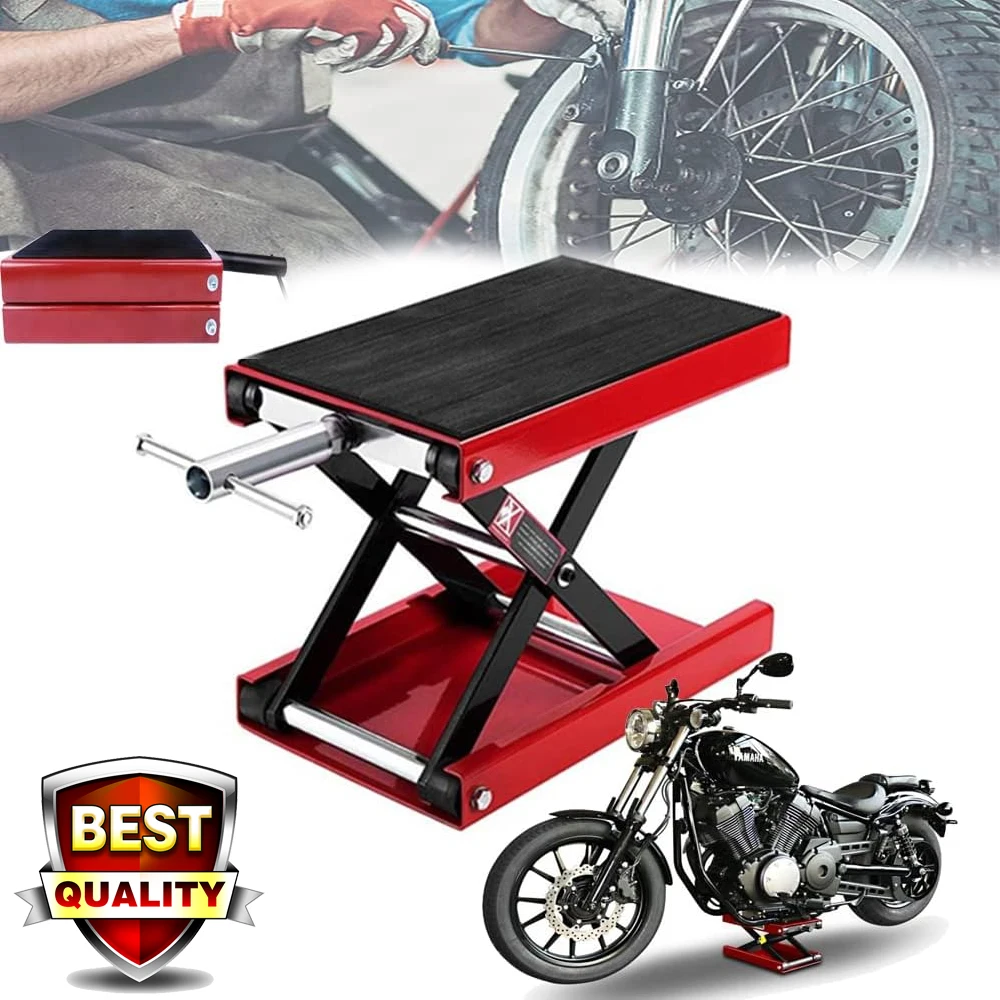 1100LB/500KG Motorcycle Lift Jack Center Scissor Jack Wide Deck Hoist Stand Bikes Garage Repair Stand Adjustable Height 3.6