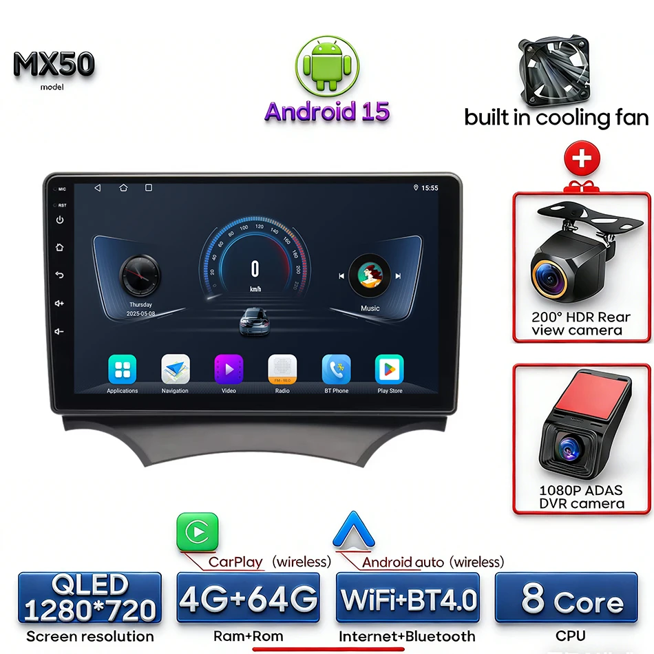Android 15 voor Ford Ka K2 2008 2009 2010 2011 - 2014 Auto Multimedia Speler Radio Video Stereo CarPlay Auto navigatie GPS 2din