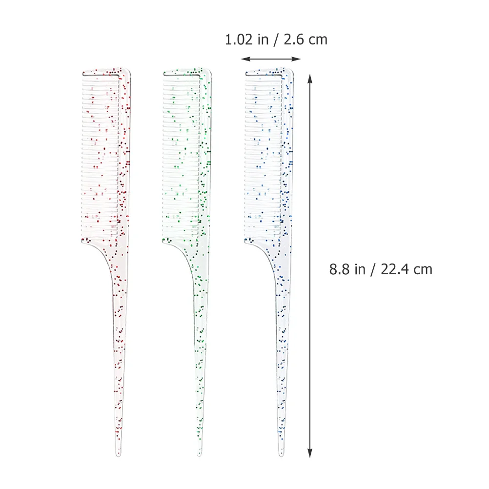 헤어 스타일리스트용 테일 콤 3개, 내구성 있는 파팅 콤, 염색, 땋기, 엉킴 풀기용으로 사용하기 쉬운 랫 테일 콤