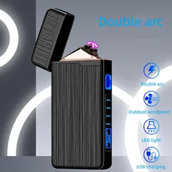 Men Electric Lighter Plasma Dual ARC Windproof Flameless Lighter USB Rechargeable Lighter For Gift Touch Sensor Lighter New