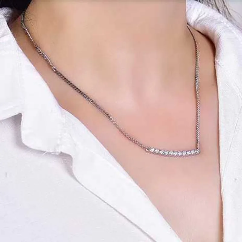 ساتشي الأحجار الكريمة-المويسانيتي قلادة الماس للنساء ، مجوهرات حفلات الزفاف البراقة ، قلادة الفضة GRA S925 ، D VVS1 2.2ct