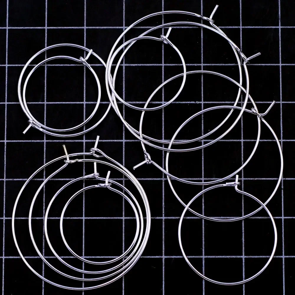 50 pçs anéis de rotulagem de vidro de vinho aros brincos orelha círculo fio liga redonda banhado a prata jóias diy encontrar encantos 20mm-35mm